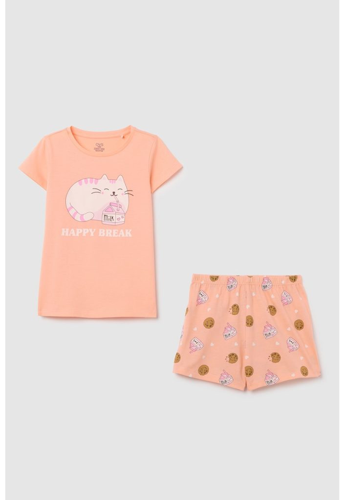 Pijama cu imprimeu grafic-FETE/IMBRACAMINTE/Pijamale si halate de baie-IMBRACAMINTE/Pijamale si halate de baie