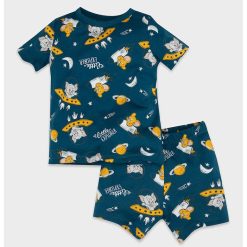 Pijama cu imprimeu grafic si pantaloni scurti-BAIETI/IMBRACAMINTE/Pijamale si halate de baie-IMBRACAMINTE/Pijamale si halate de baie