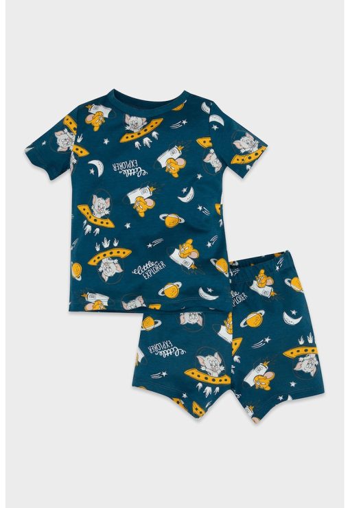 Pijama cu imprimeu grafic si pantaloni scurti-BAIETI/IMBRACAMINTE/Pijamale si halate de baie-IMBRACAMINTE/Pijamale si halate de baie