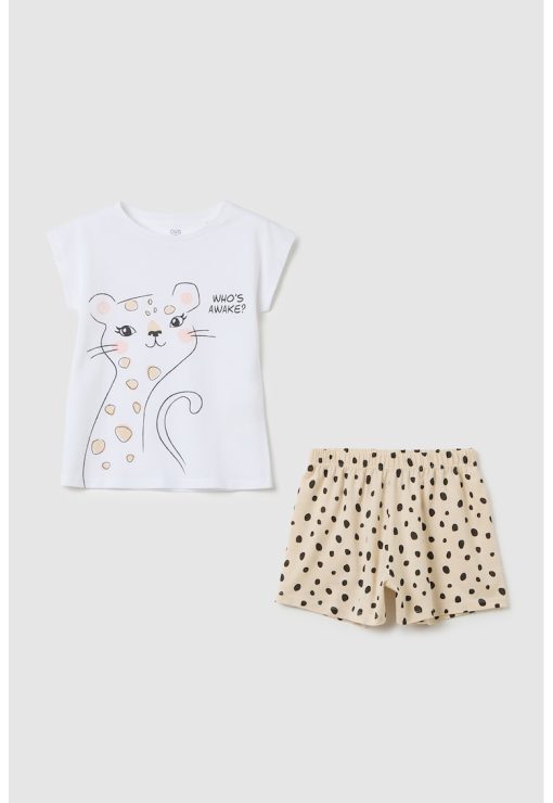 Pijama de bumbac cu pantaloni scurti-FETE/IMBRACAMINTE/Pijamale si halate de baie-IMBRACAMINTE/Pijamale si halate de baie