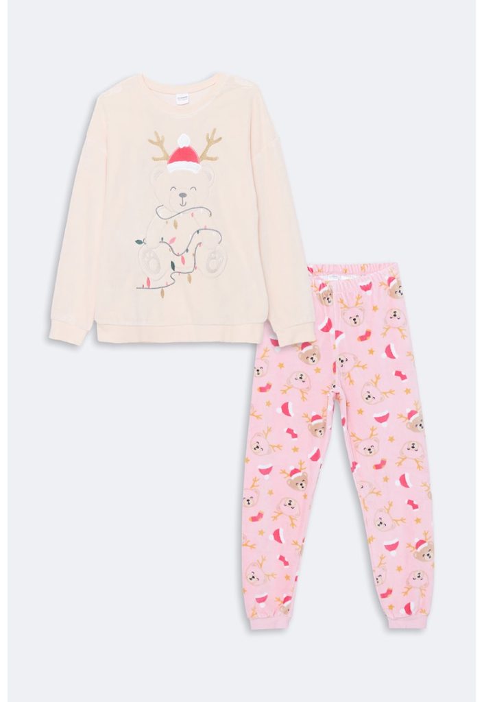 Pijama din amestec de bumbac cu model de Craciun-FETE/IMBRACAMINTE/Pijamale si halate de baie-IMBRACAMINTE/Pijamale si halate de baie
