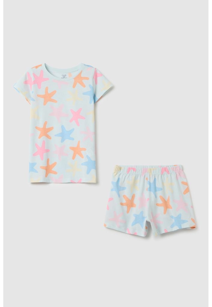 Pijama din bumbac cu imprimeu-FETE/IMBRACAMINTE/Pijamale si halate de baie-IMBRACAMINTE/Pijamale si halate de baie