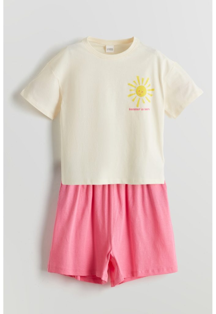 Pijama scurta cu model si talie elastica-FETE/IMBRACAMINTE/Pijamale si halate de baie-IMBRACAMINTE/Pijamale si halate de baie