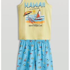 Pijama scurta de bumbac cu imprimeu-BAIETI/IMBRACAMINTE/Pijamale si halate de baie-IMBRACAMINTE/Pijamale si halate de baie