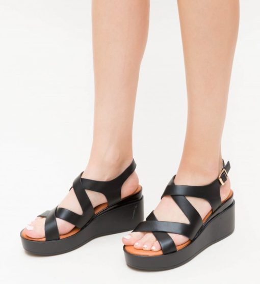 Platforme Edis Negre-Sandale-Sandale cu platforma