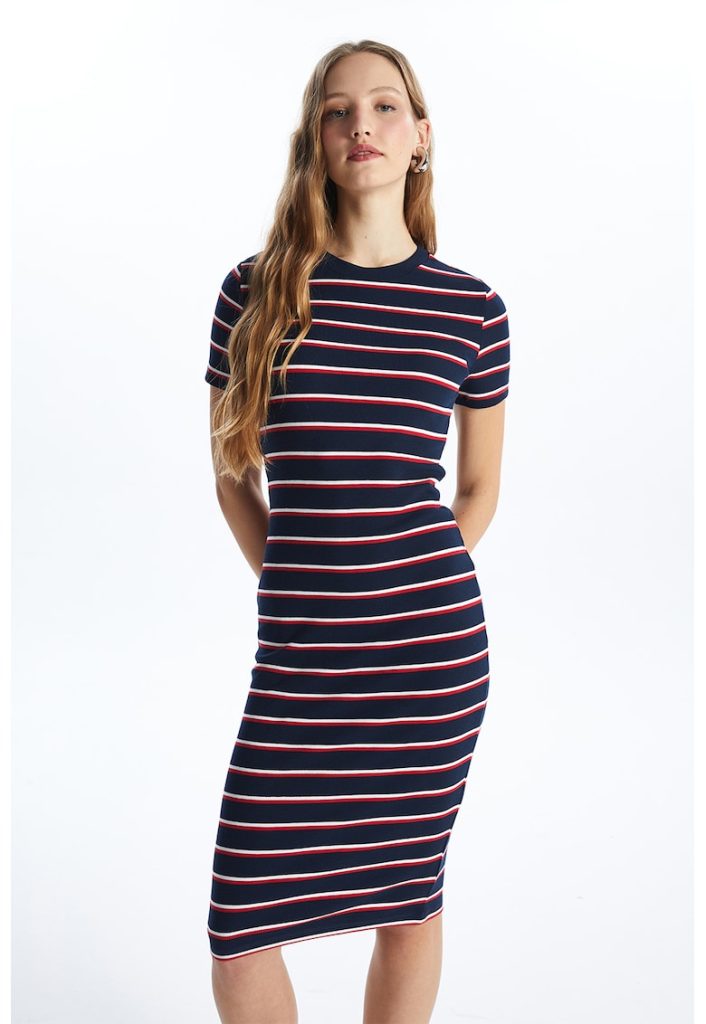 Rochie cambrata cu dungi-FEMEI/IMBRACAMINTE/Rochii-IMBRACAMINTE/Rochii