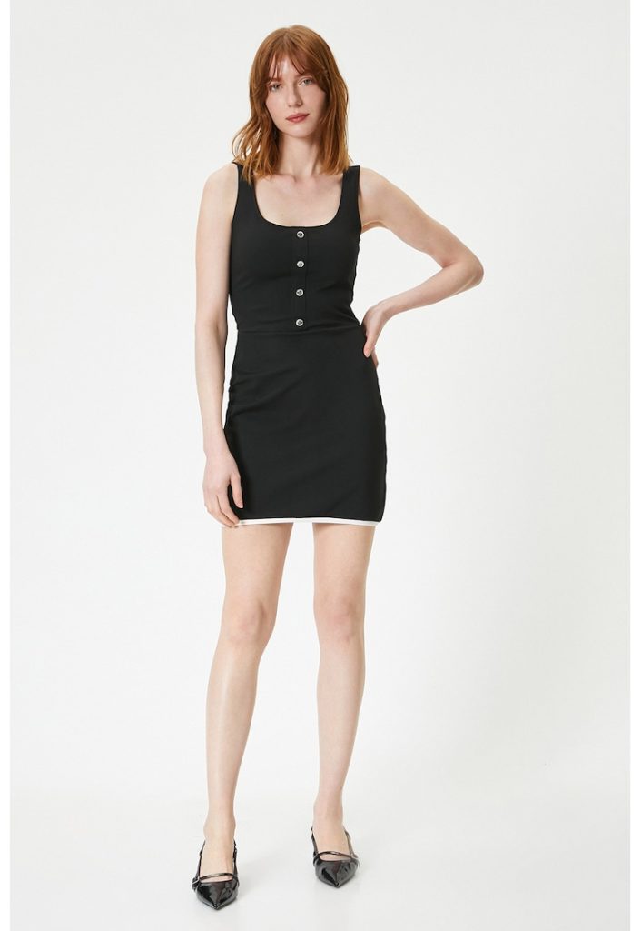 Rochie cambrata cu nasturi decorativi-FEMEI/IMBRACAMINTE/Rochii-IMBRACAMINTE/Rochii