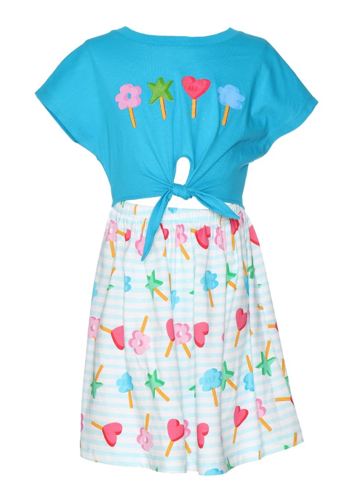 Rochie cu imprimeu grafic si snururi frontale-FETE/IMBRACAMINTE/Rochii-IMBRACAMINTE/Rochii