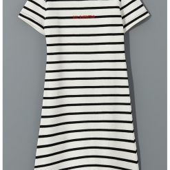 Rochie din amestec de bumbac cu dungi-FETE/IMBRACAMINTE/Rochii-IMBRACAMINTE/Rochii