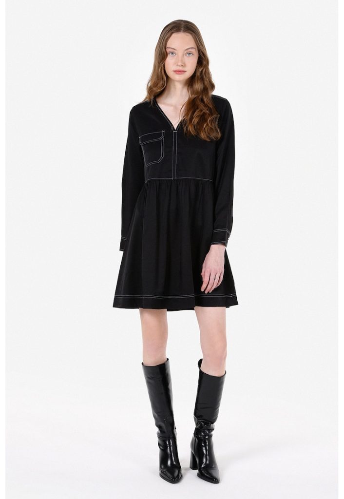Rochie evazata cu detalii contrastante-FEMEI/IMBRACAMINTE/Rochii-IMBRACAMINTE/Rochii