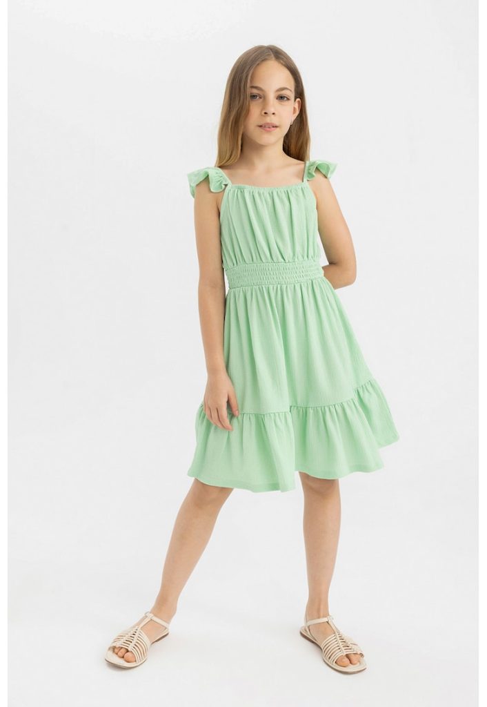 Rochie evazata cu insertii cu volane-FETE/IMBRACAMINTE/Rochii-IMBRACAMINTE/Rochii