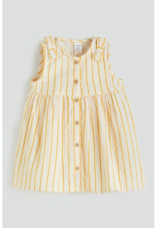 Rochie fara maneci cu model in dungi si nasturi-FETE/IMBRACAMINTE/Rochii-IMBRACAMINTE/Rochii