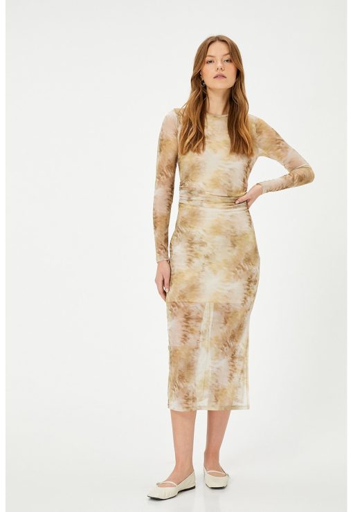 Rochie midi cambrata cu model-FEMEI/IMBRACAMINTE/Rochii-IMBRACAMINTE/Rochii