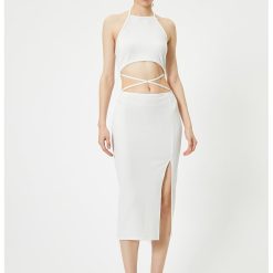 Rochie midi cu slit lateral-FEMEI/IMBRACAMINTE/Rochii-IMBRACAMINTE/Rochii