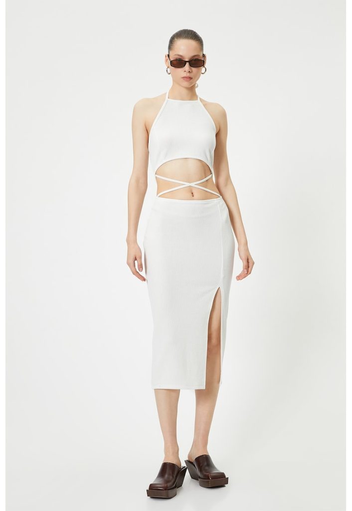 Rochie midi cu slit lateral-FEMEI/IMBRACAMINTE/Rochii-IMBRACAMINTE/Rochii