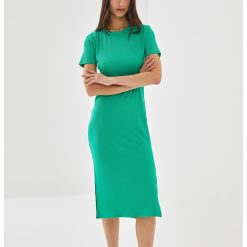 Rochie midi cu slit lateral-FEMEI/IMBRACAMINTE/Rochii-IMBRACAMINTE/Rochii