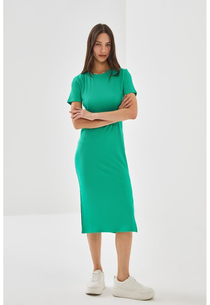 Rochie midi cu slit lateral-FEMEI/IMBRACAMINTE/Rochii-IMBRACAMINTE/Rochii