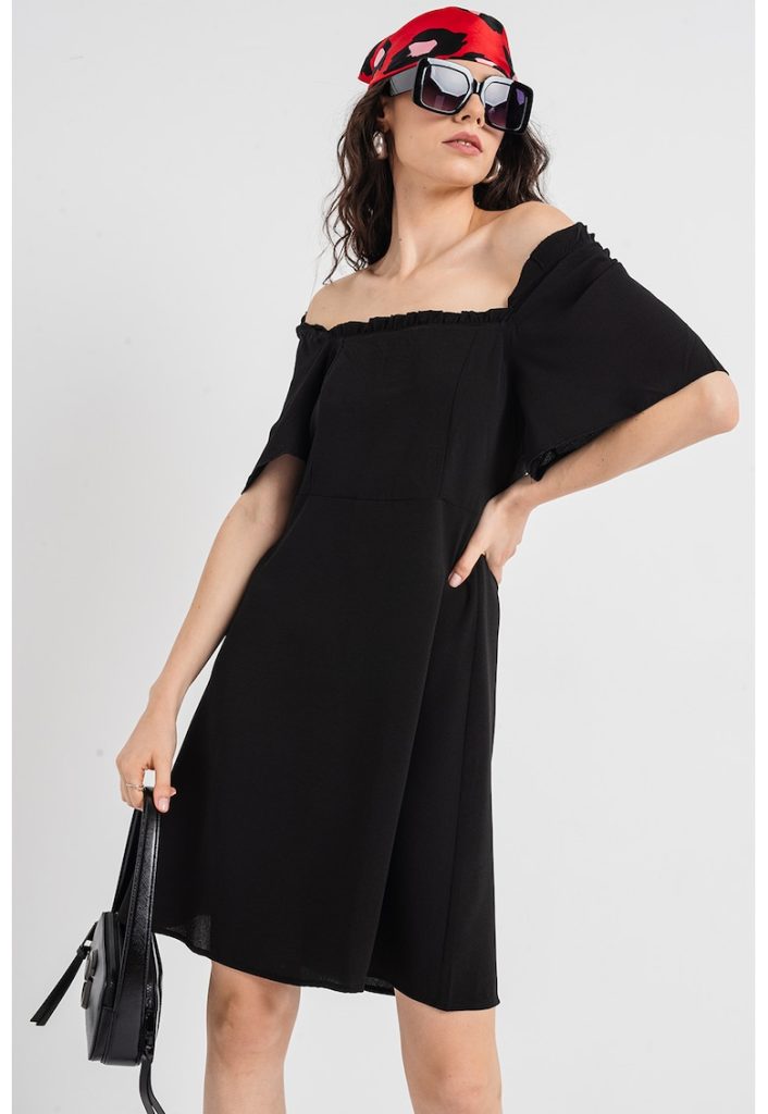 Rochie mini cu decolteu pe umeri-FEMEI/IMBRACAMINTE/Rochii-IMBRACAMINTE/Rochii