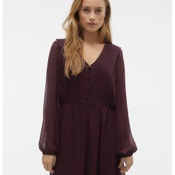 Rochie mini evazata cu insertii de dantela-FEMEI/IMBRACAMINTE/Rochii-IMBRACAMINTE/Rochii