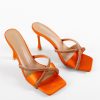 Saboti cu toc Buck Portocalii-Sandale cu toc-Sandale cu toc