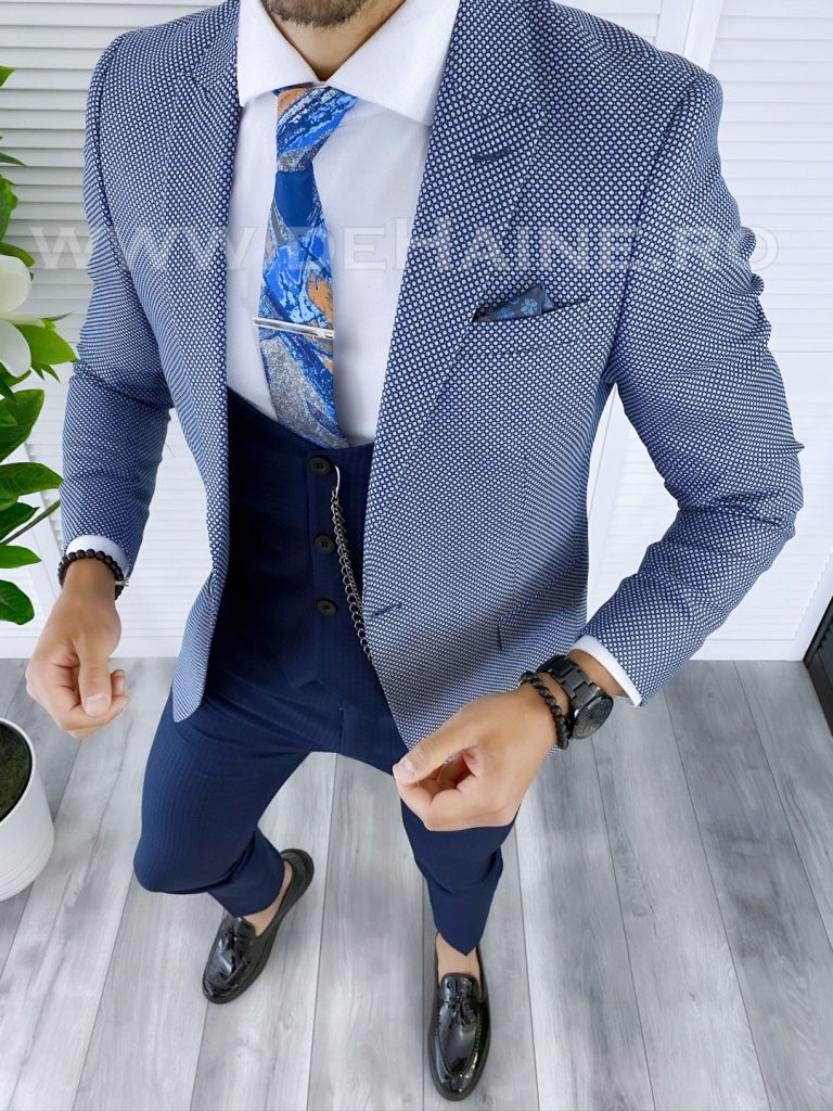 Sacou barbati bleumarin slim fit B5284   N7-3.1-Sacouri barbati