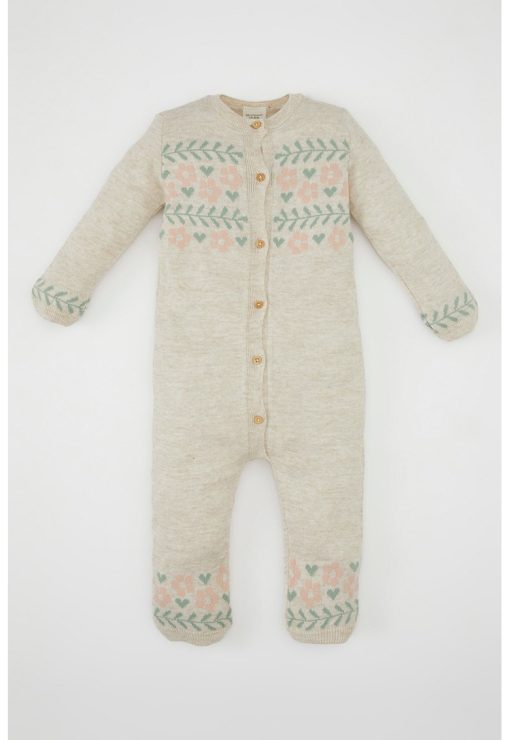 Salopeta din tricot cu model floral-FETE/IMBRACAMINTE/Salopete-IMBRACAMINTE/Salopete