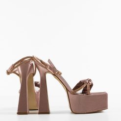 Sandale cu toc Cleto Roz 2 5