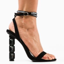 Sandale cu toc Daimand Negre 3