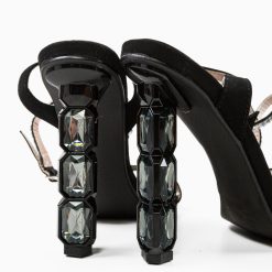 Sandale cu toc Daimand Negre 5