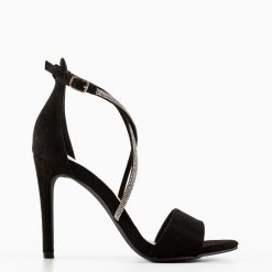 Sandale cu toc Ezhil Negre 4