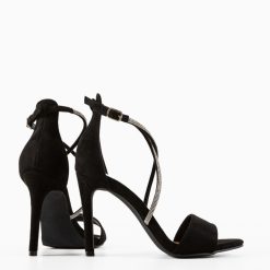 Sandale cu toc Ezhil Negre 5
