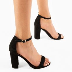 Sandale cu toc Farf Negre 2