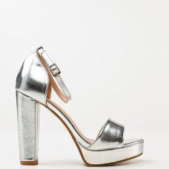 Sandale cu toc Franopo Argintii 3