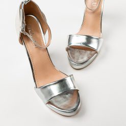 Sandale cu toc Franopo Argintii 5