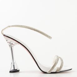 Sandale cu toc Garka Albe 3