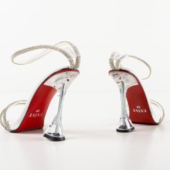 Sandale cu toc Garka Albe 5