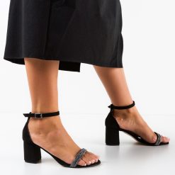 Sandale cu toc Gudy Negre 2