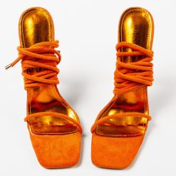 Sandale cu toc Haseeb Portocalii 5