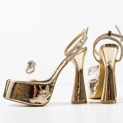 Sandale cu toc Hasnain Aurii 7