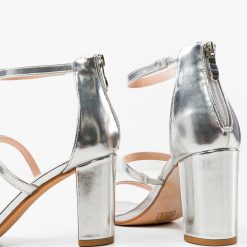 Sandale cu toc Hazel Argintii 3