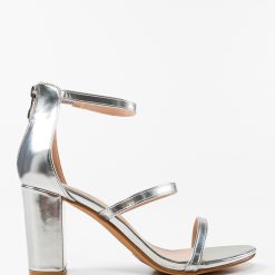 Sandale cu toc Hazel Argintii 4