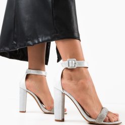 Sandale cu toc Hoover Argintii 2