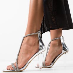 Sandale cu toc Hortensia Argintii 1