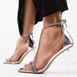 Sandale cu toc Hortensia Argintii 3
