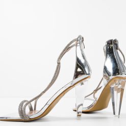 Sandale cu toc Hortensia Argintii 7