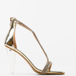 Sandale cu toc Hortensia Aurii 4