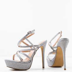Sandale cu toc Kongo Argintii 5
