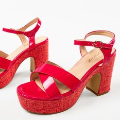 Sandale cu toc Myskyny Fuchsia 5