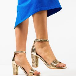 Sandale cu toc Nneka Aurii 2