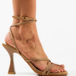 Sandale cu toc Park Bej 4